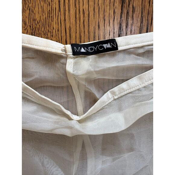 Vintage Sheer Silk Maxi Skirt Layer Ivory Ruffle Hem Boho Slip Skirt - Picture 6 of 8